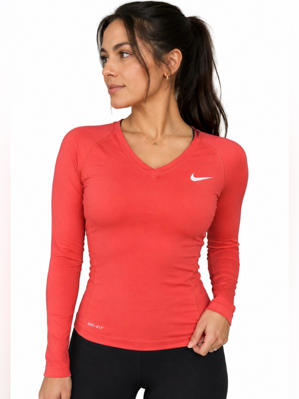 Nike Pro Dri-FIT Women's Long Sleeve Compression Shirt Pink Size Small Athletic